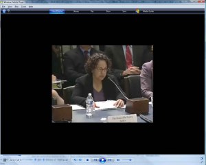 screenshot of video of Nancy Sutley, Chair White House Council on Environmental Quality testifying before the Natural Reources Committee