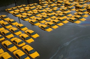 image of flooded taxis